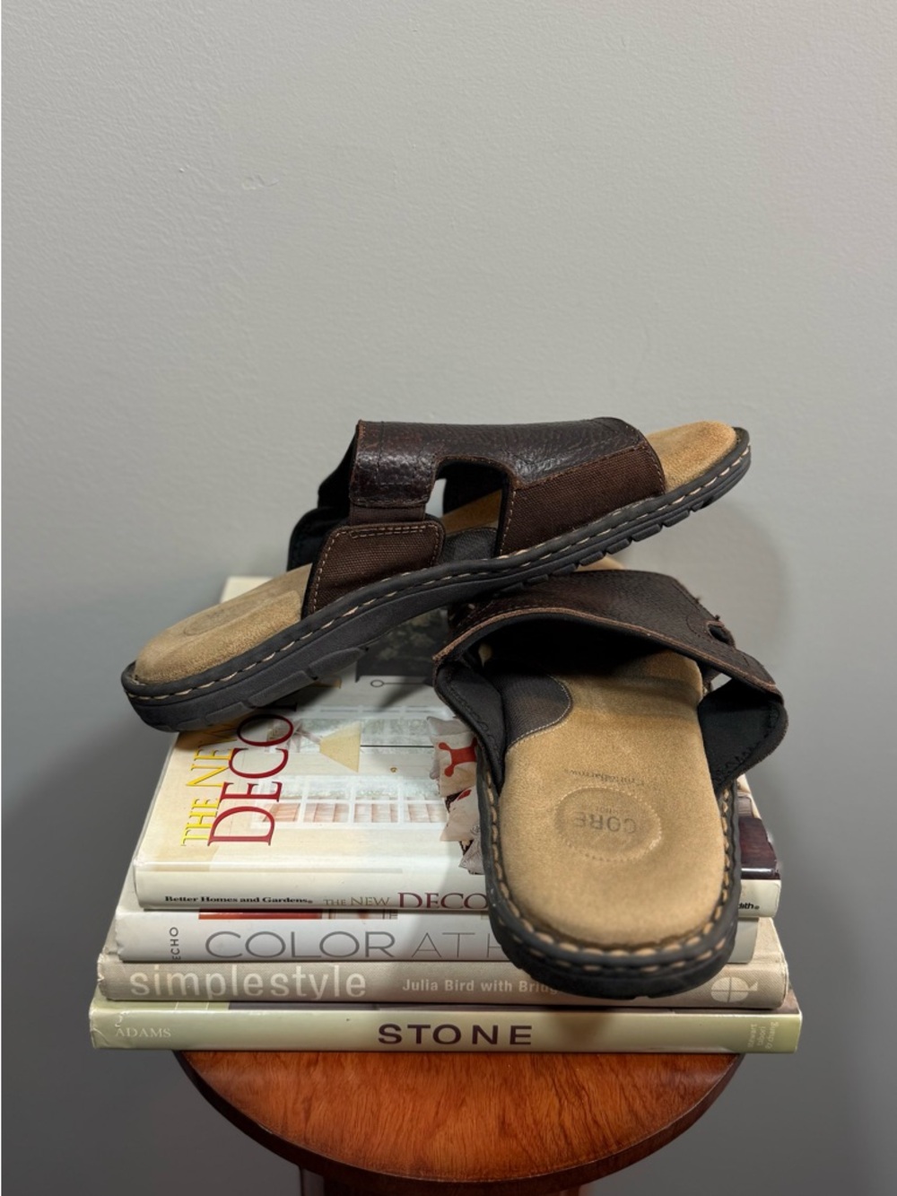 croft & barrow Dark Brown Leather Slide Sandals - Picture 6 of 12